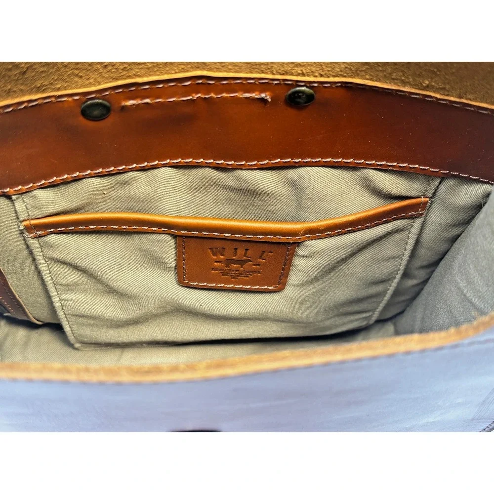 WILL Full Grain Leather Simple Backpack Purse Tan Unlined Magnetic Closure EUC